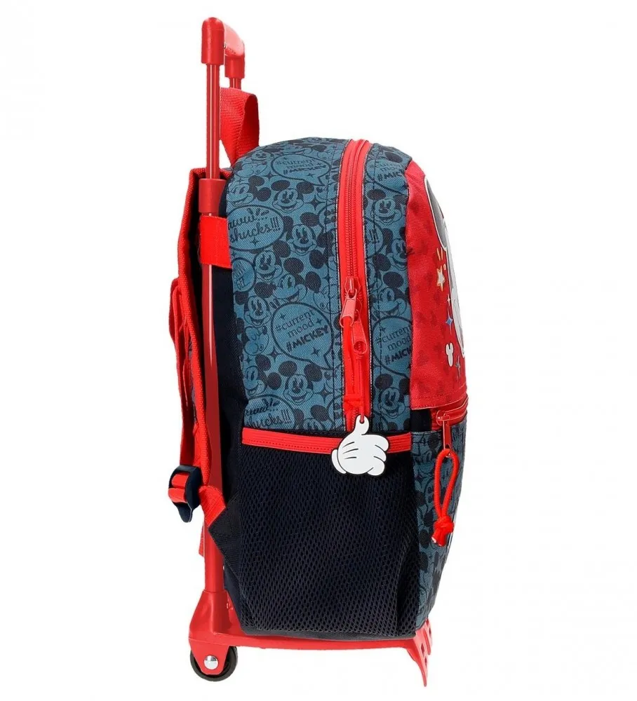 Mochila Mickey Get Moving 33cm con Carro rojo, azul -25x32x12cm-