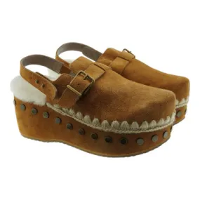 MOUZuecos Mou Plataforma Piel Oveja Clog Back Strap