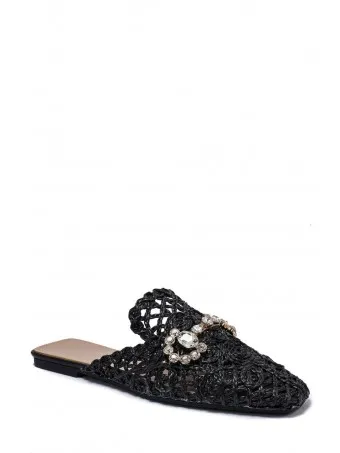 Mule Trenzado Strass ANJALEE Negro