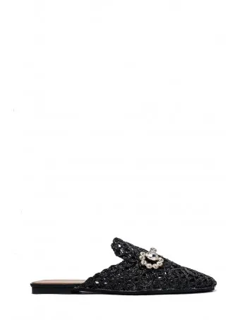 Mule Trenzado Strass ANJALEE Negro