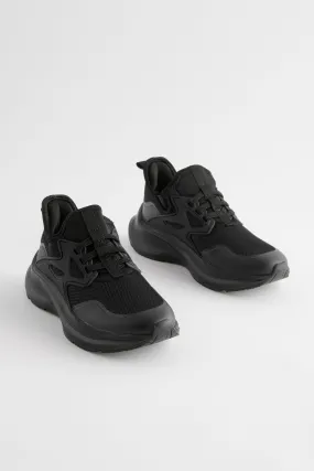 Negro - Mesh Elastic Lace Trainers