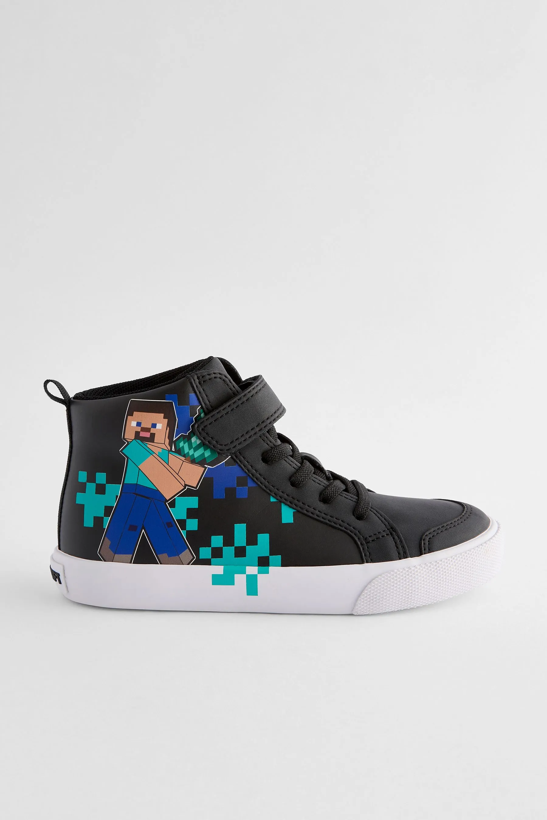 Negro - Minecraft Elastic Lace Alto Top Trainers