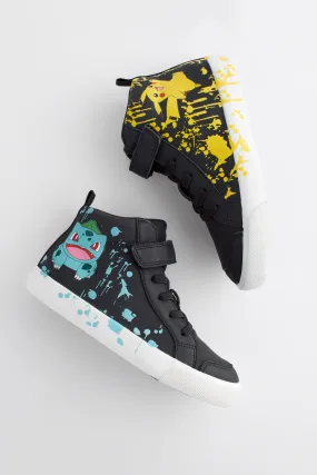 Negro - Pokemon Elastic Lace Alto Top Trainers