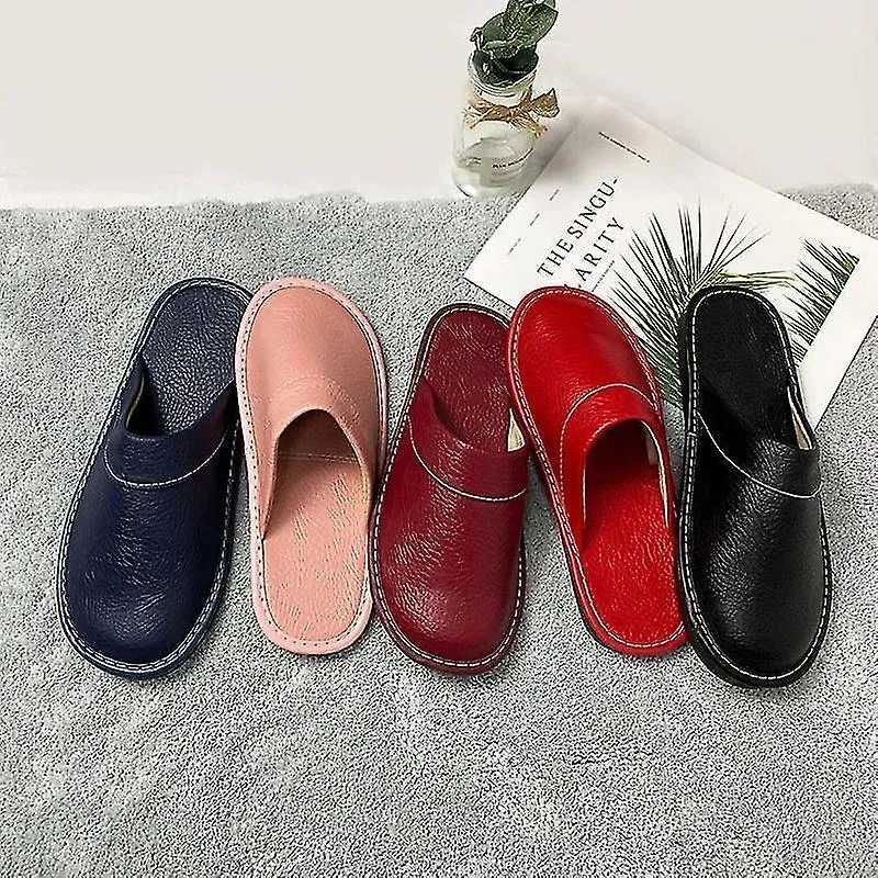 Otoño Wi Warm Indoor Slippers Unisex Slides Hombres Impermeables Home Zapatos de Mujer Concisos Slides Cuero