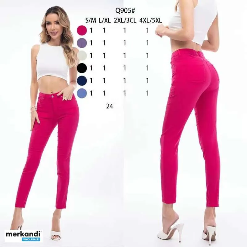 Pantalones Mujer Varias tallas adaptables, extensibles, colores surtidos Ref. Q 905