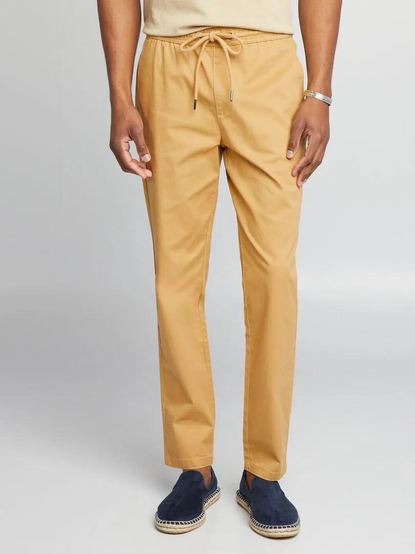 Pantalón chino con cintura elástica - AMARILLO