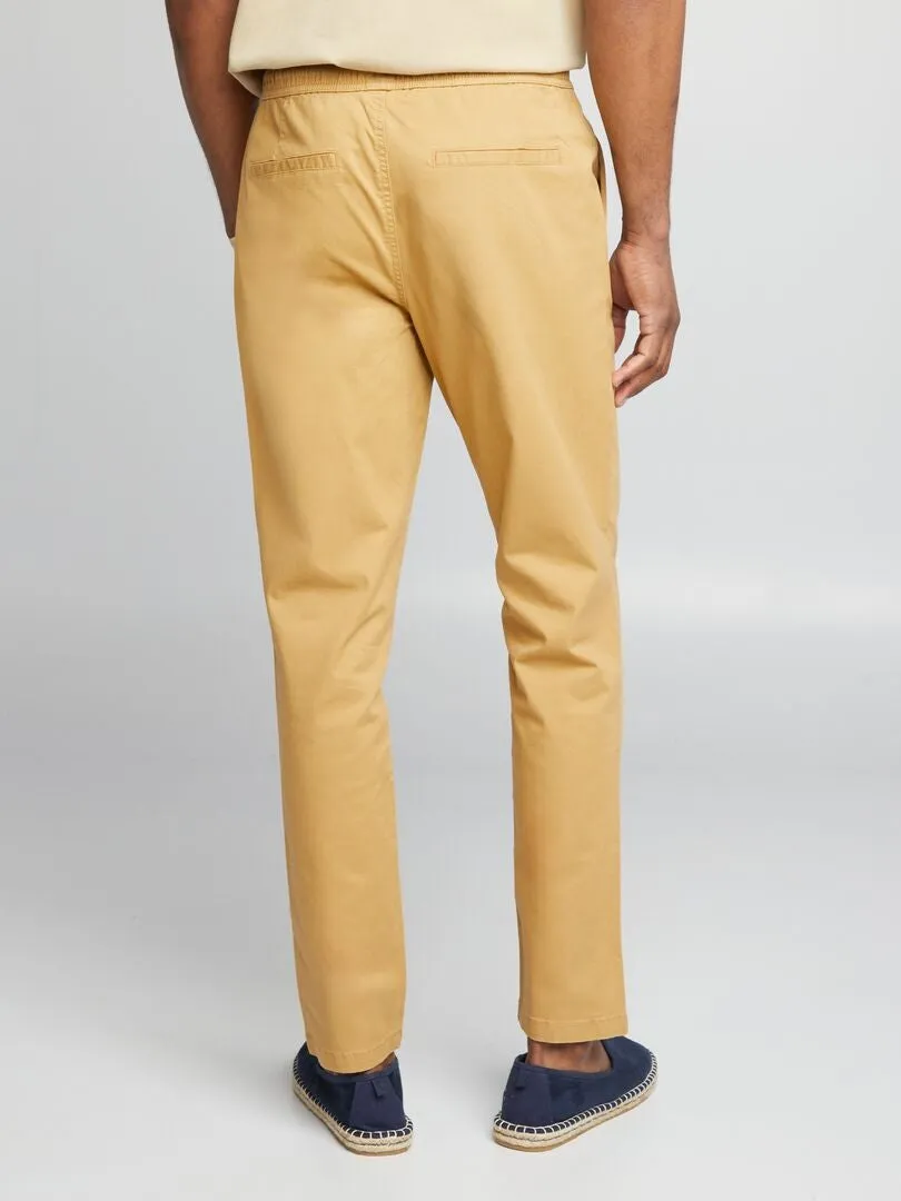 Pantalón chino con cintura elástica - AMARILLO