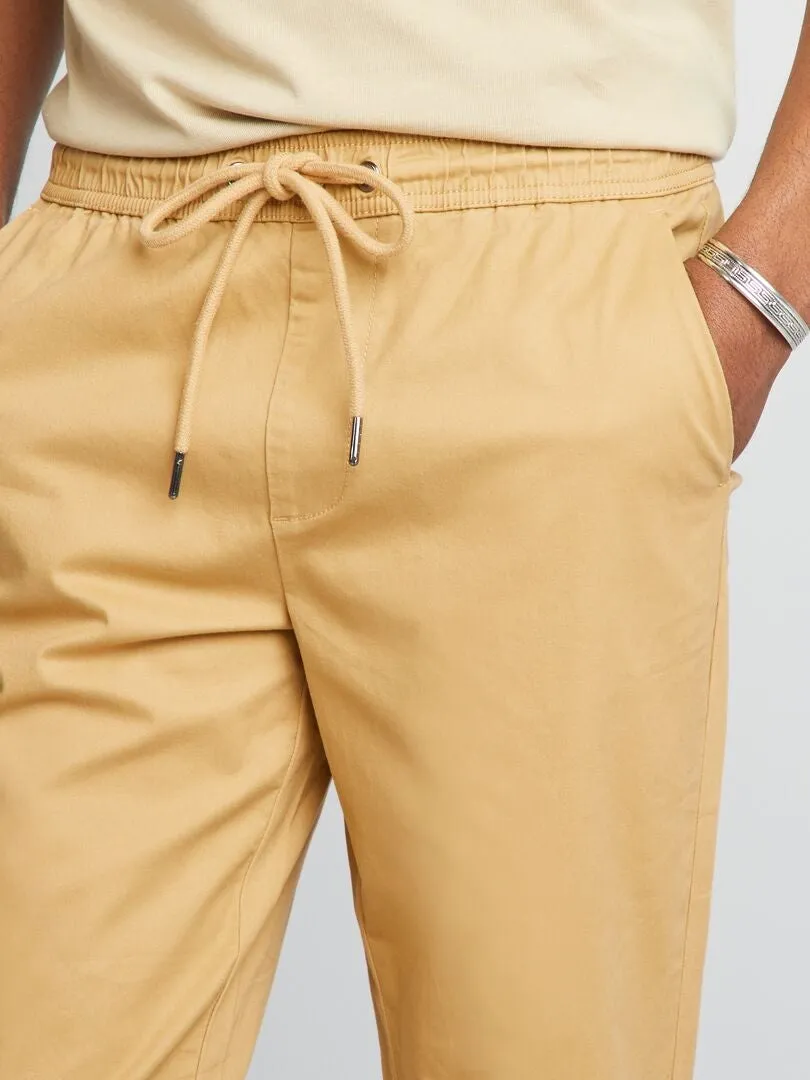 Pantalón chino con cintura elástica - AMARILLO