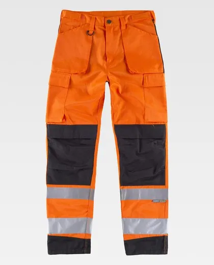 Pantalón multibolsillos alta visibilidad Naranja / Negro