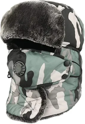 Russen Gorras de esquí de nieve impermeables para hombres para mujeres Camuflaje de invierno Sombrero bombardero térmica para or