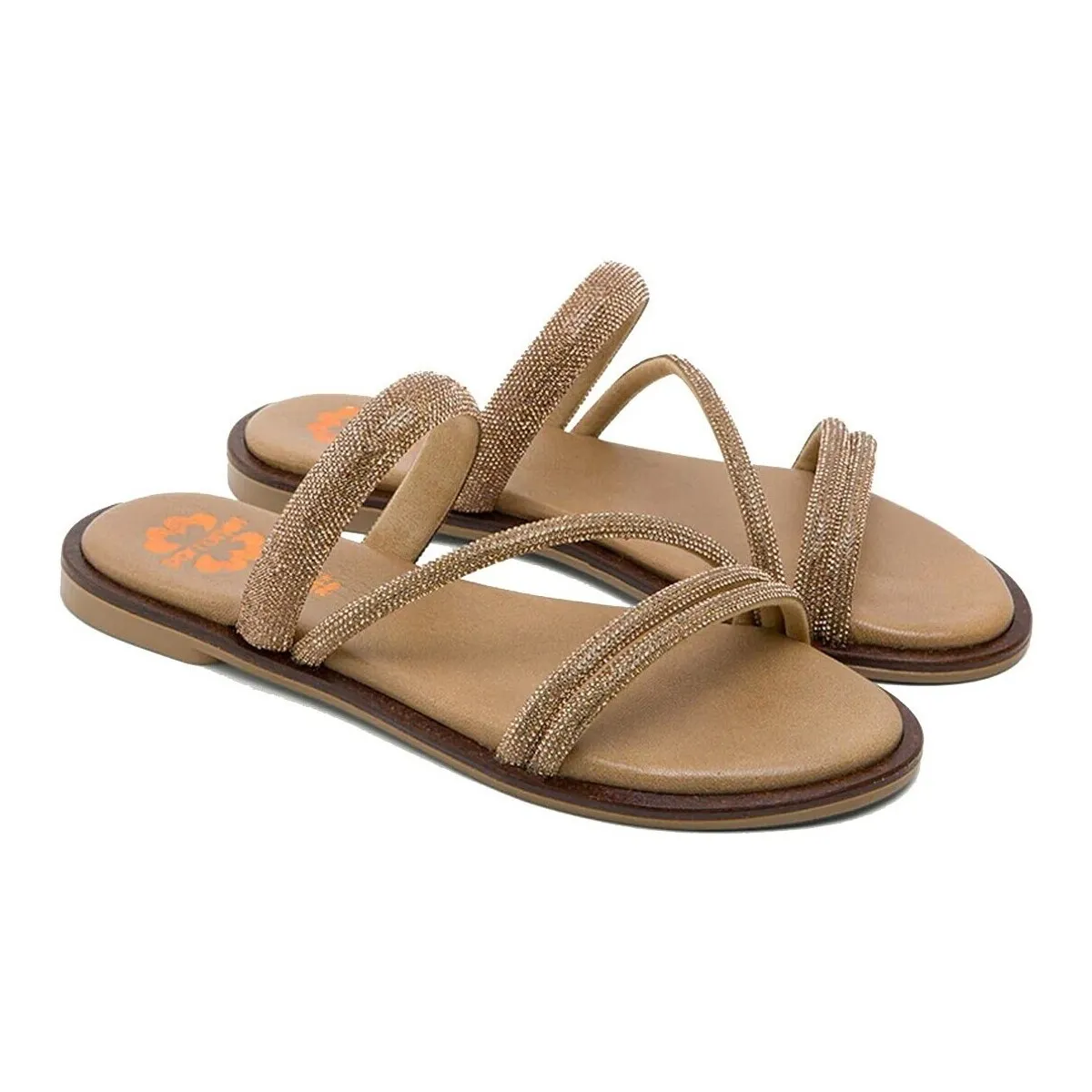 SANDALIAS PLANAS BRILLANTES PLATINO  CAITLIN 3009