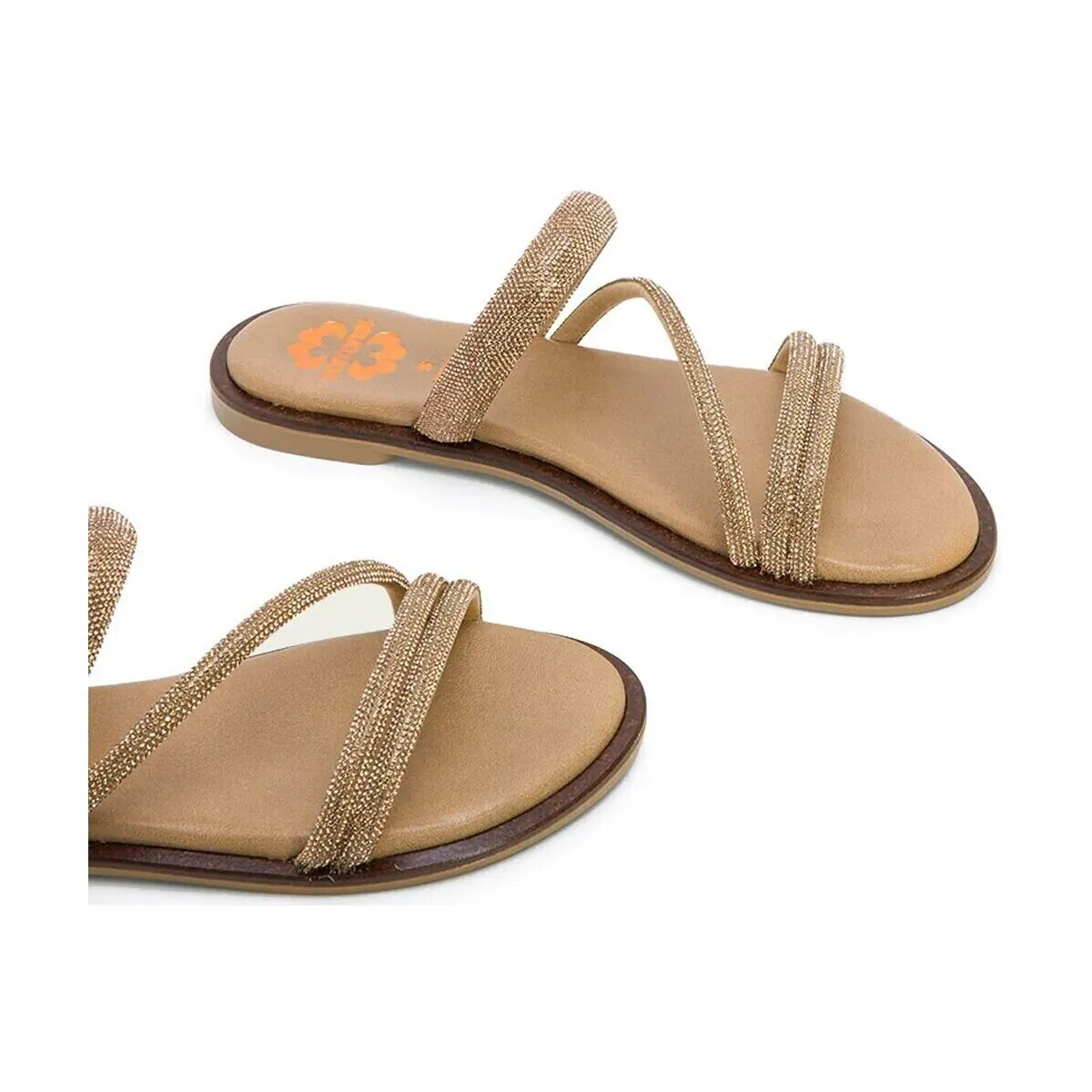 SANDALIAS PLANAS BRILLANTES PLATINO  CAITLIN 3009