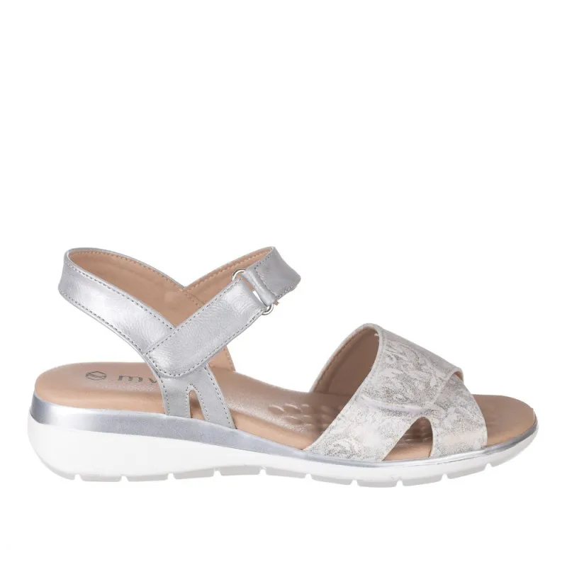 Sandalias Planas Mysoft 002 Mujer Plata