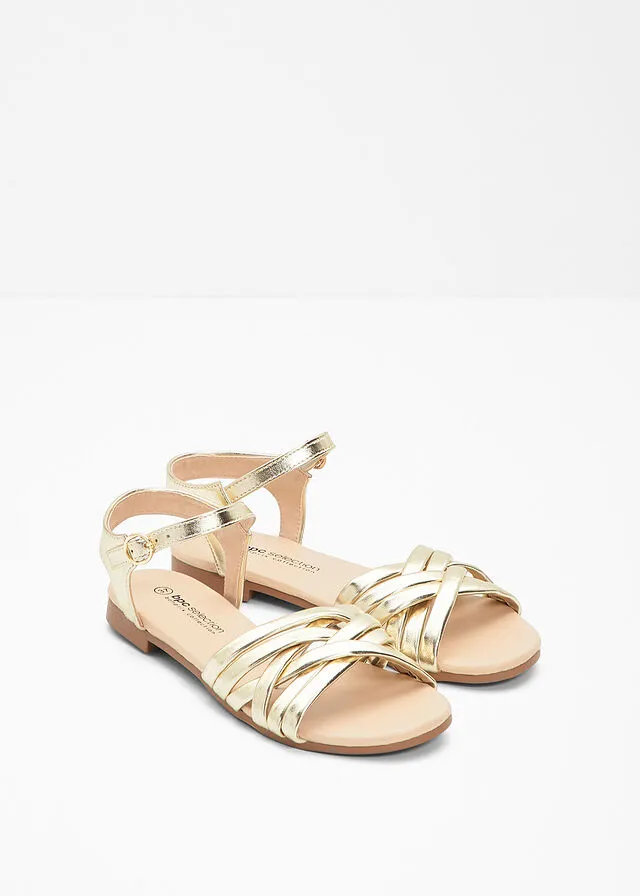 Sandalias planas Oro