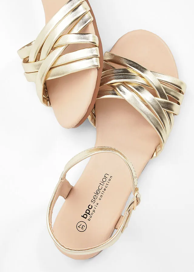 Sandalias planas Oro