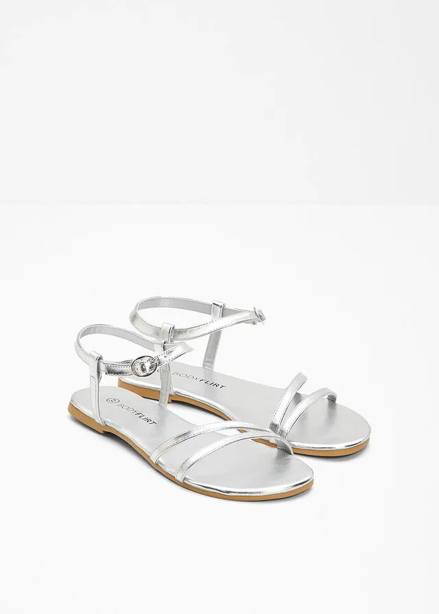 Sandalias planas Plata