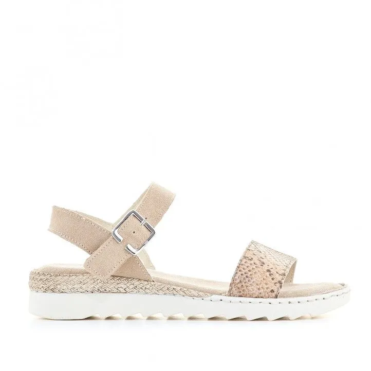 Sandalias planas Zen marrones con tira frontal animal print