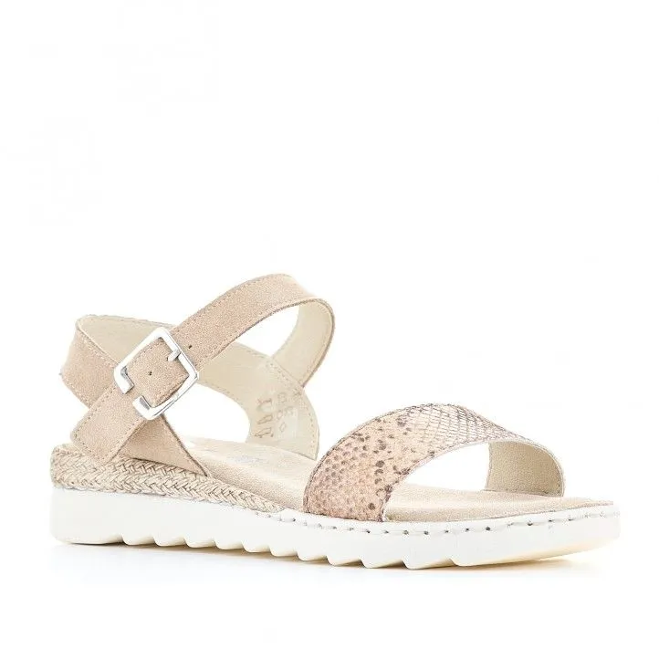 Sandalias planas Zen marrones con tira frontal animal print