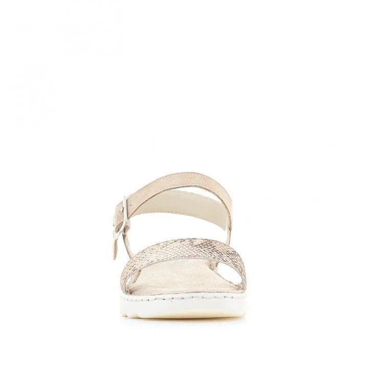 Sandalias planas Zen marrones con tira frontal animal print