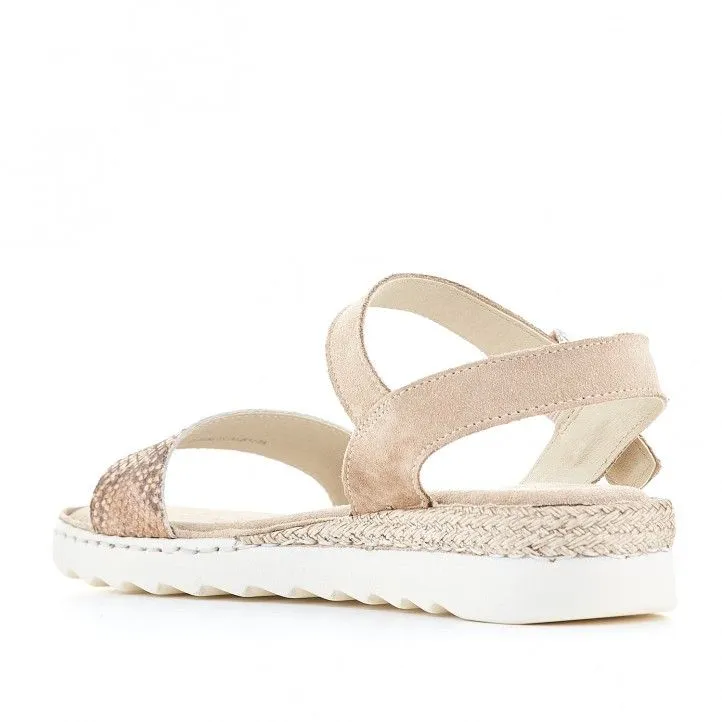 Sandalias planas Zen marrones con tira frontal animal print