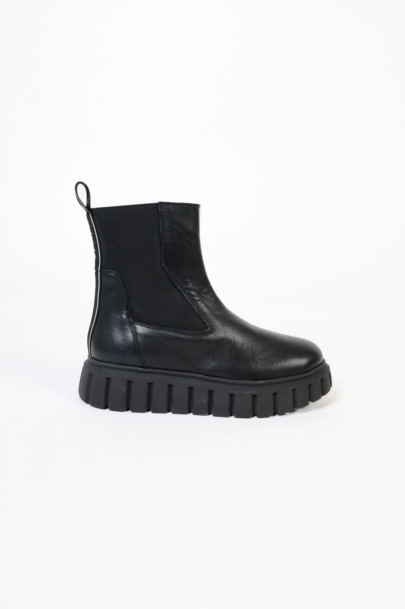 SHEI BLACK - Round Toe and Elastic Platform Boots