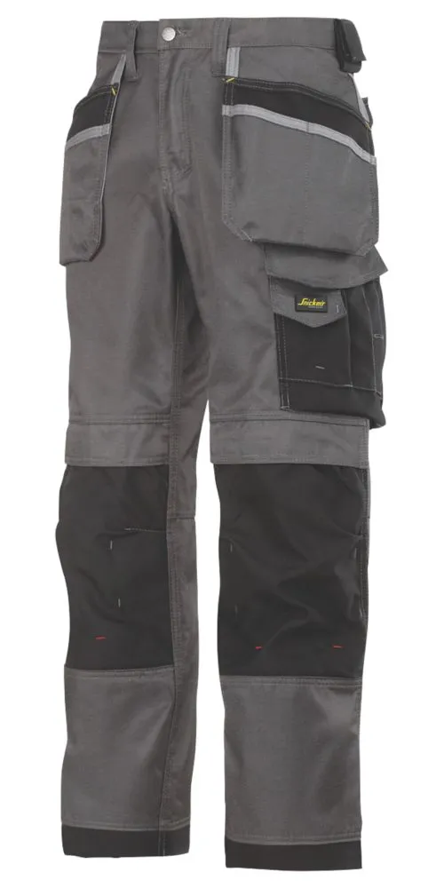 Snickers DuraTwill 3212, pantalón con bolsillos de pistolera, gris/negro (cintura 30