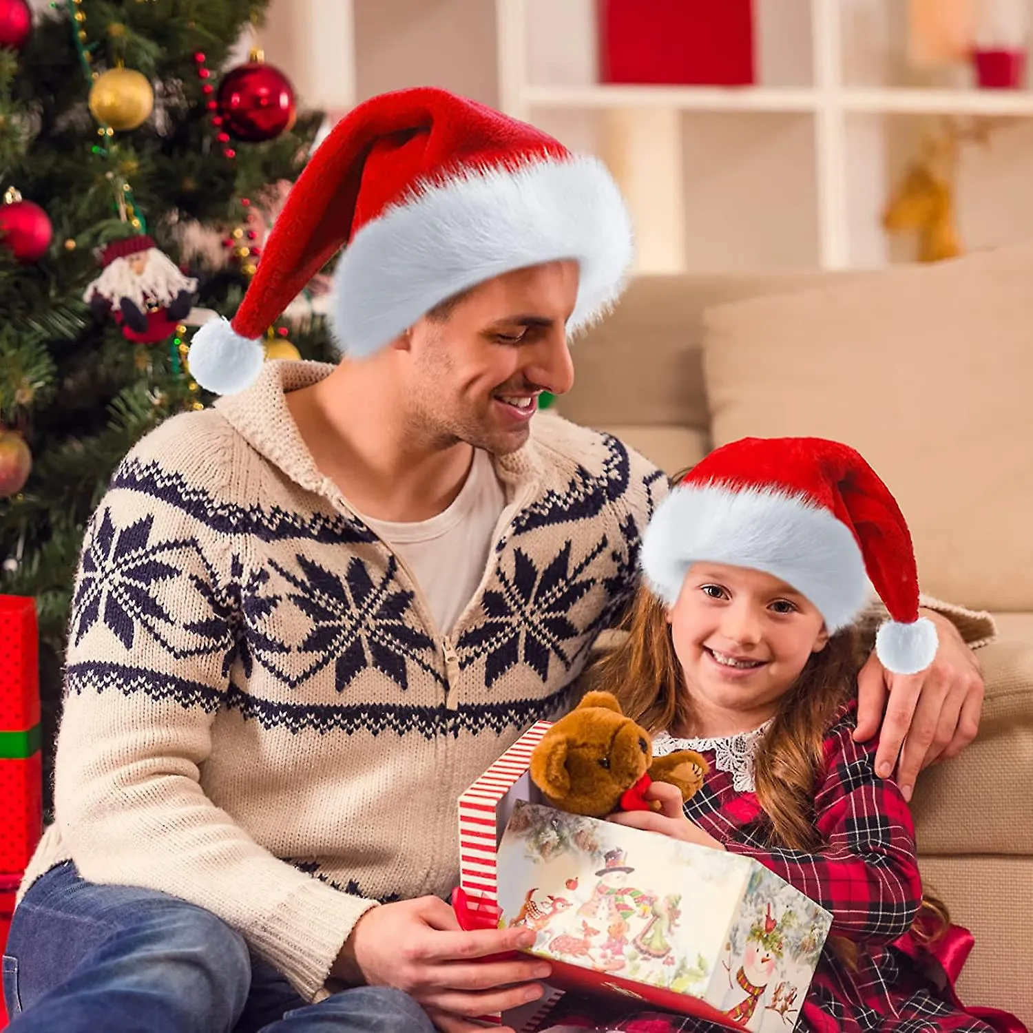 Sombreros de Navidad, Sombreros de Navidad unisex para adultos, Artículos de fiesta de Año Nuevo de piel clásica engrosada