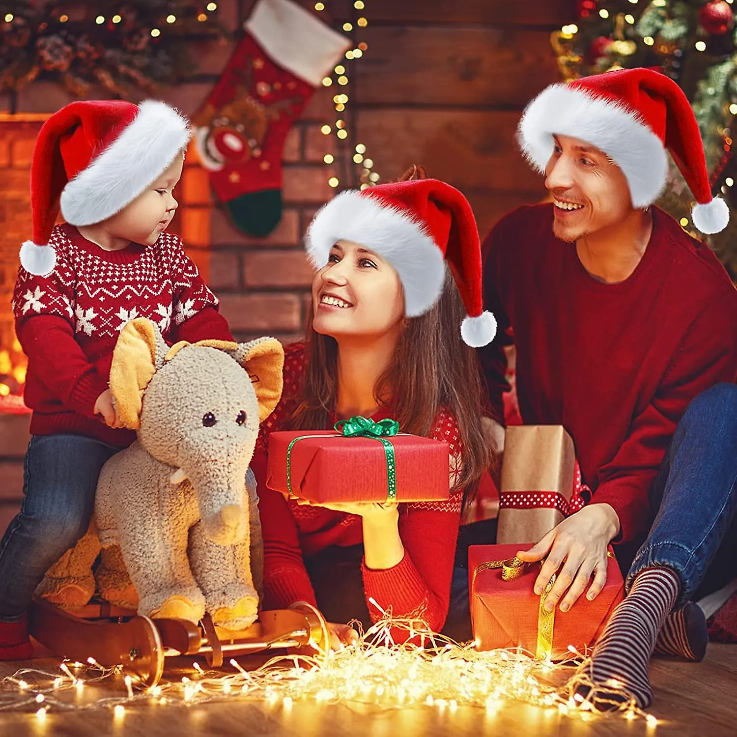 Sombreros de Navidad, Sombreros de Navidad unisex para adultos, Artículos de fiesta de Año Nuevo de piel clásica engrosada