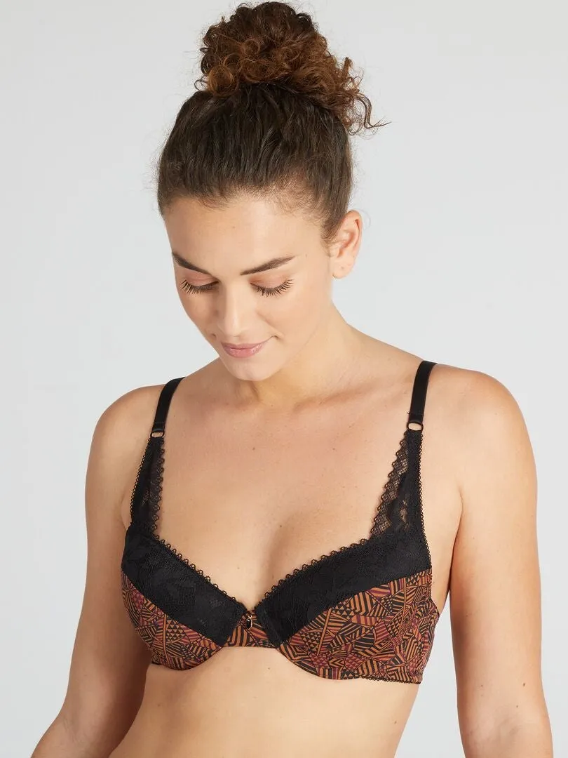 Sujetador estampado con foam 'Envie de Lingerie' - MARRON