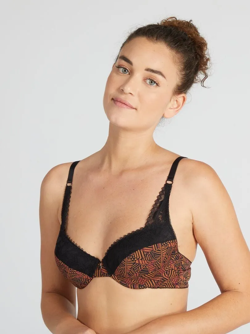 Sujetador estampado con foam 'Envie de Lingerie' - MARRON