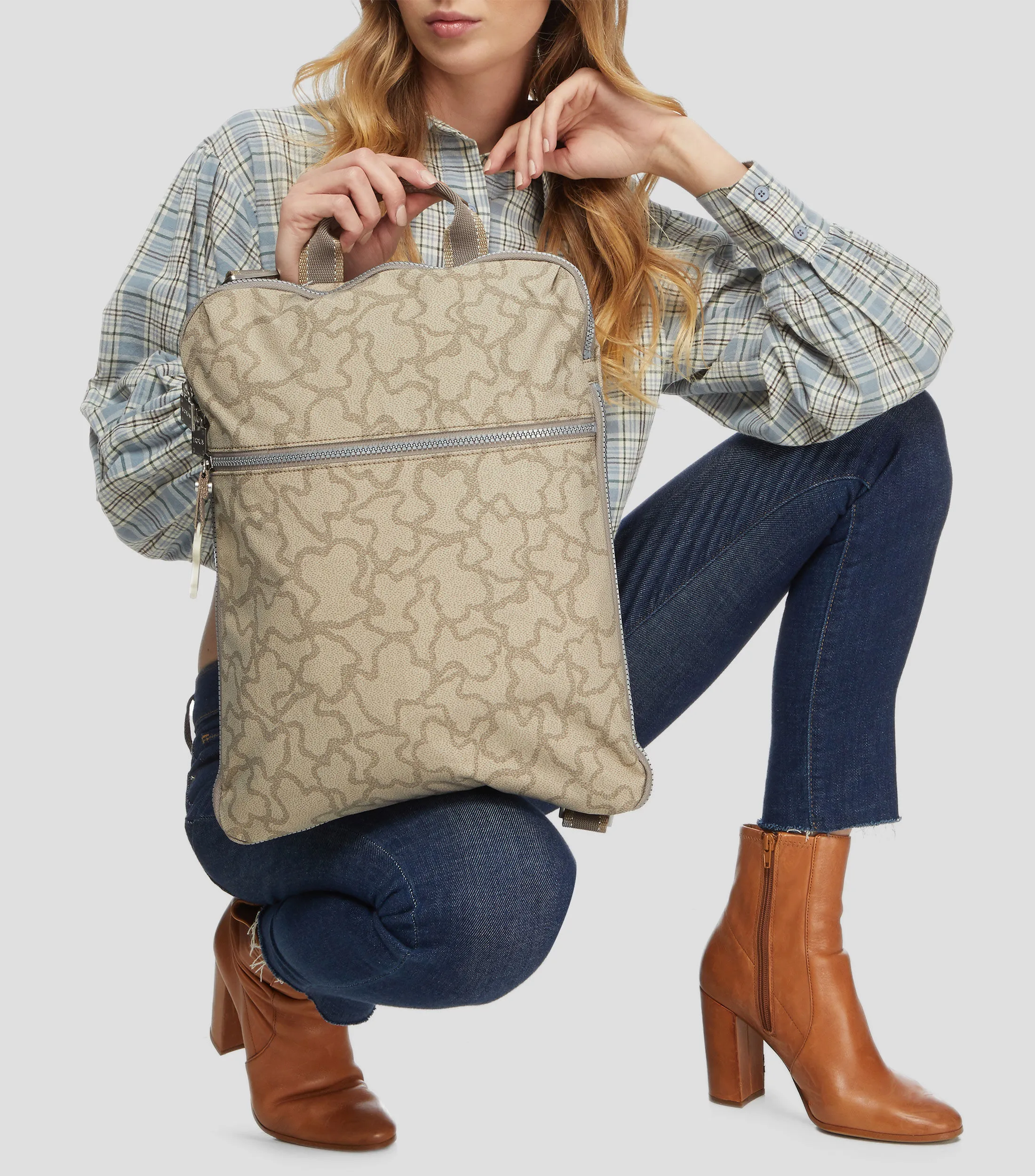 Tous Bolso Backpack beige Kaos monogram Mujer