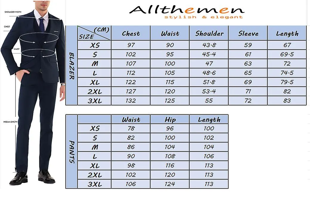 Traje de 2 piezas para hombre Allthemen, blazer de boda de negocios slim fit de dos botones y pantalones