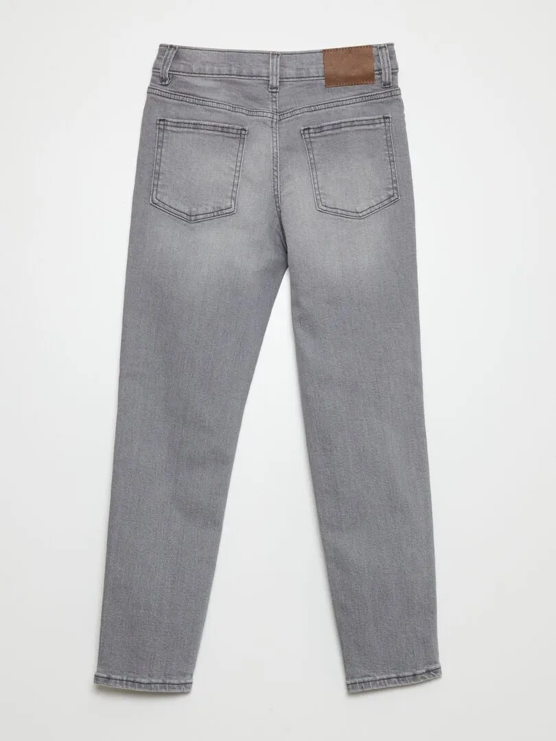 Vaquero slim con cintura ajustable - GRIS