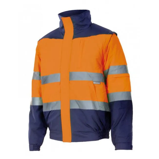 VELILLA VL161 - Chaqueta alcochada de dos tonos de alta visibilidad VL161 - Fluo Orange / Navy