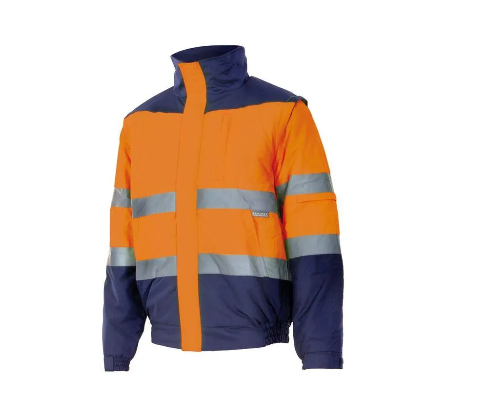 VELILLA VL161 - Chaqueta alcochada de dos tonos de alta visibilidad VL161 - Fluo Orange / Navy