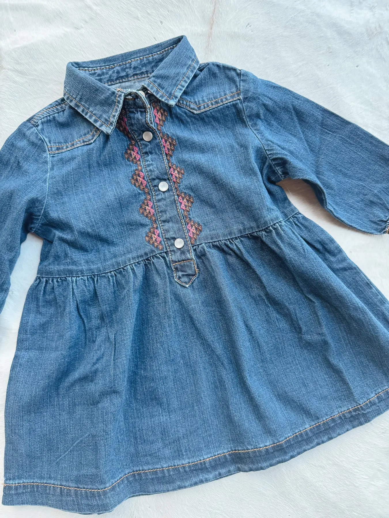 Wrangler Baby Girl Dark Wash Western Snap Dress-