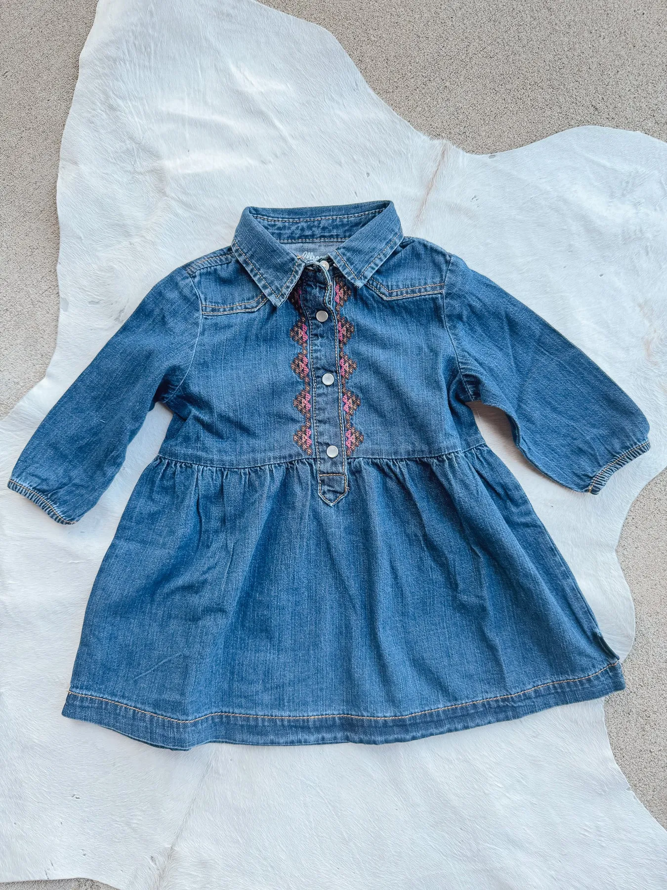 Wrangler Baby Girl Dark Wash Western Snap Dress-