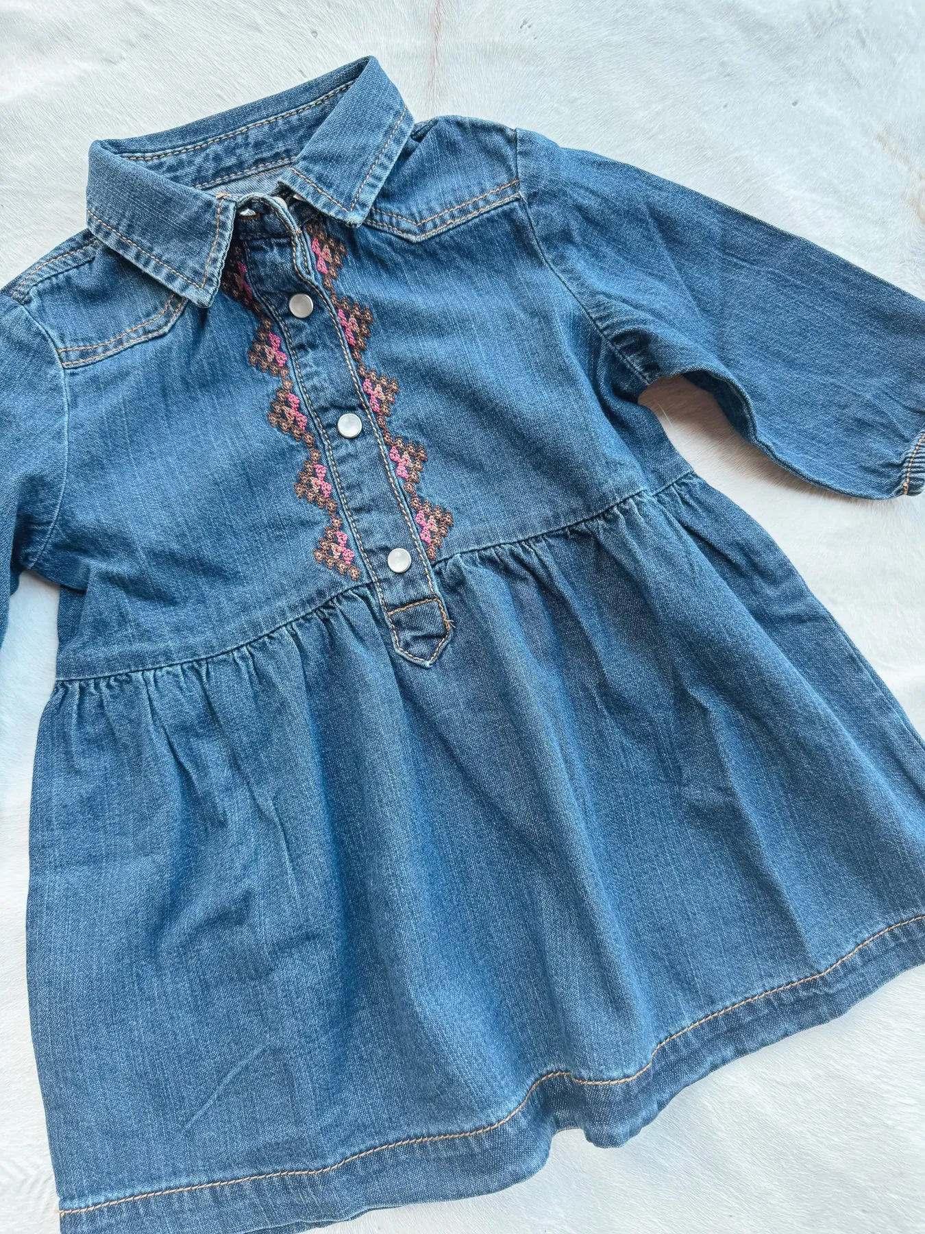 Wrangler Baby Girl Dark Wash Western Snap Dress-